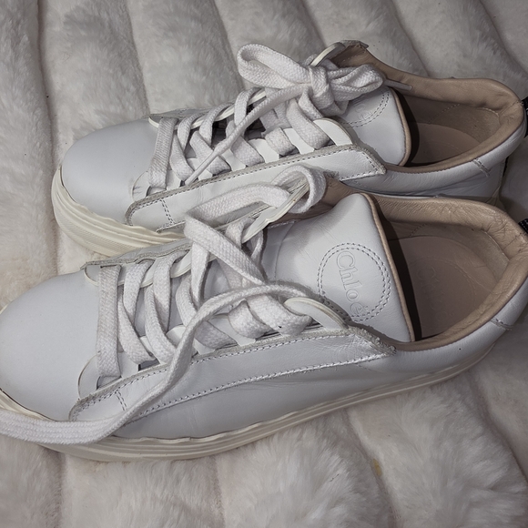 Chloe Classic White Athletic Sneakers - Picture 6 of 7